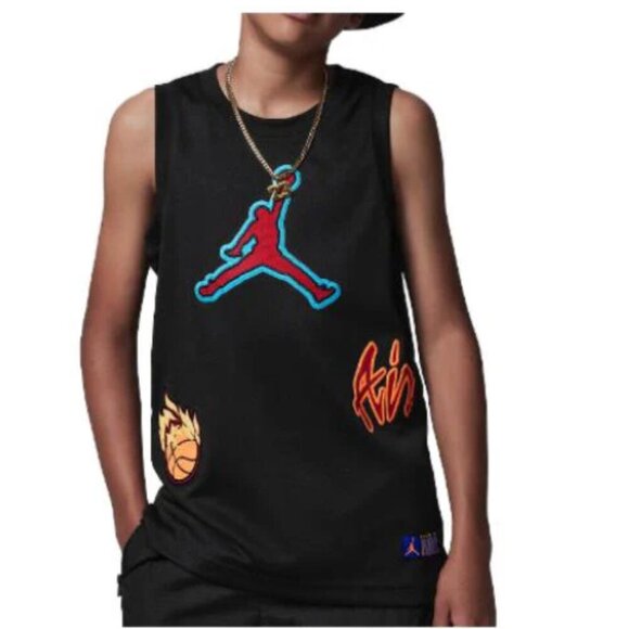 Jordan Other - Air Jordan Kids Patch Pack Jersey Black NBA 1990s MJ Streetwear sz L